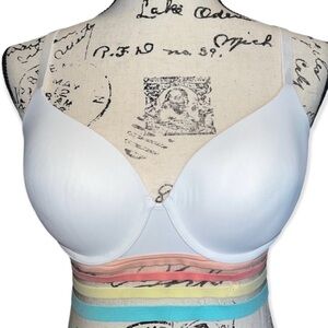 VICTORIA’S SECRET T-Shirt Lightly Lined Demi White Striped Band Size 32DD / 32F